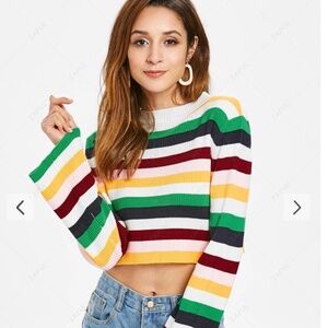 Color Block Crop Sweater - Multi Size Large